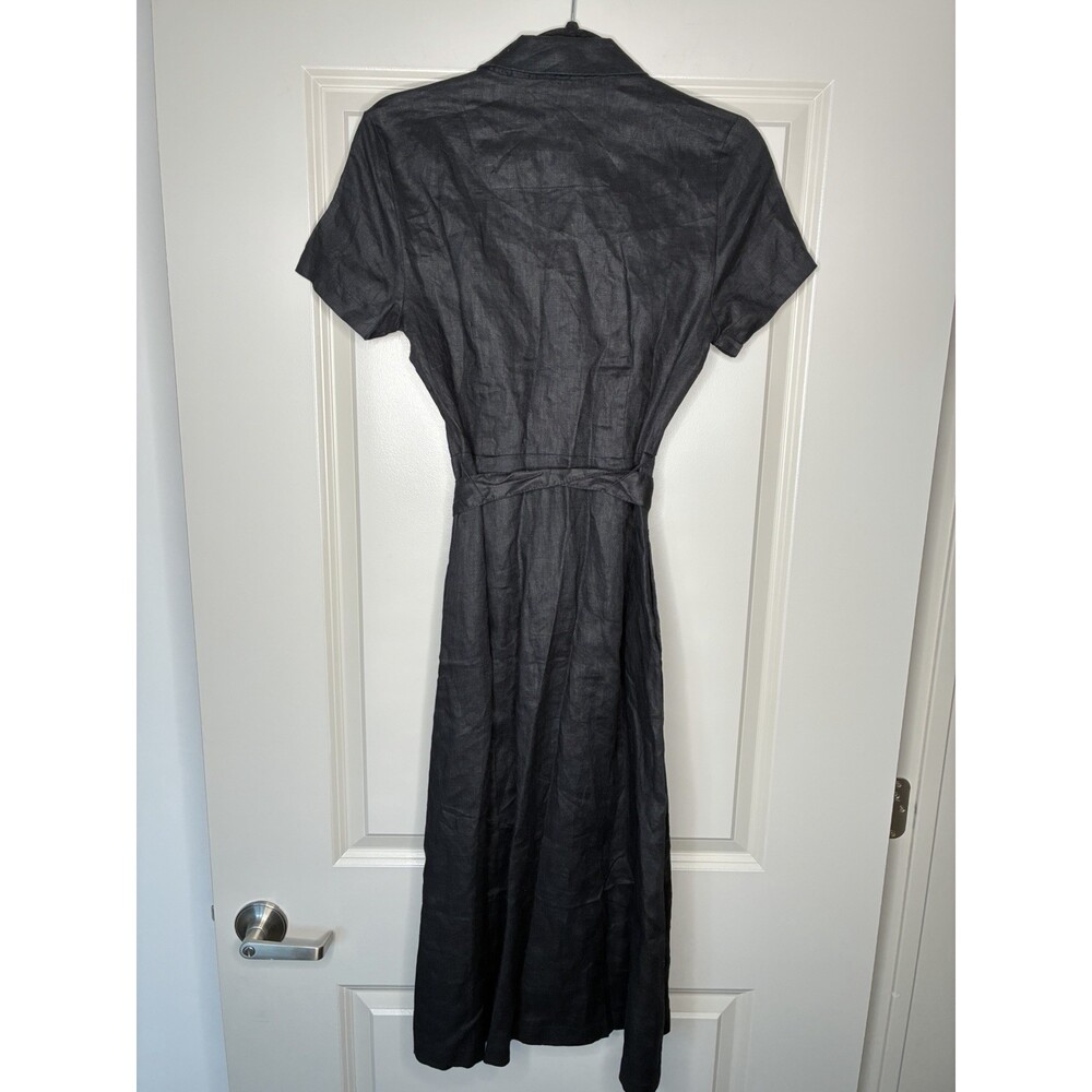 Quince NWT 100% European Linen Button Front Midi Dress Black Size XS - Picture 8 of 10